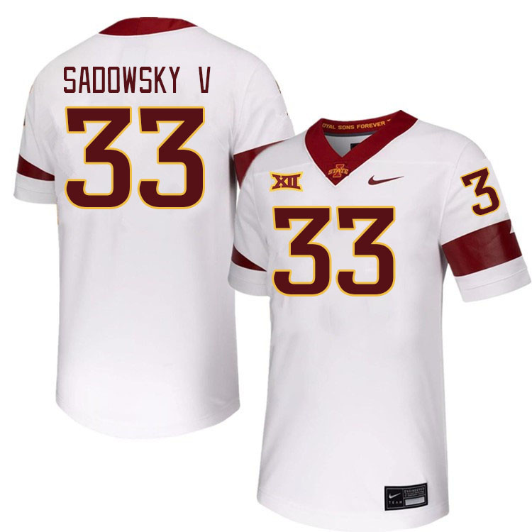 Men #33 Jack Sadowsky V Iowa State Cyclones College Football Jerseys Stitched-White